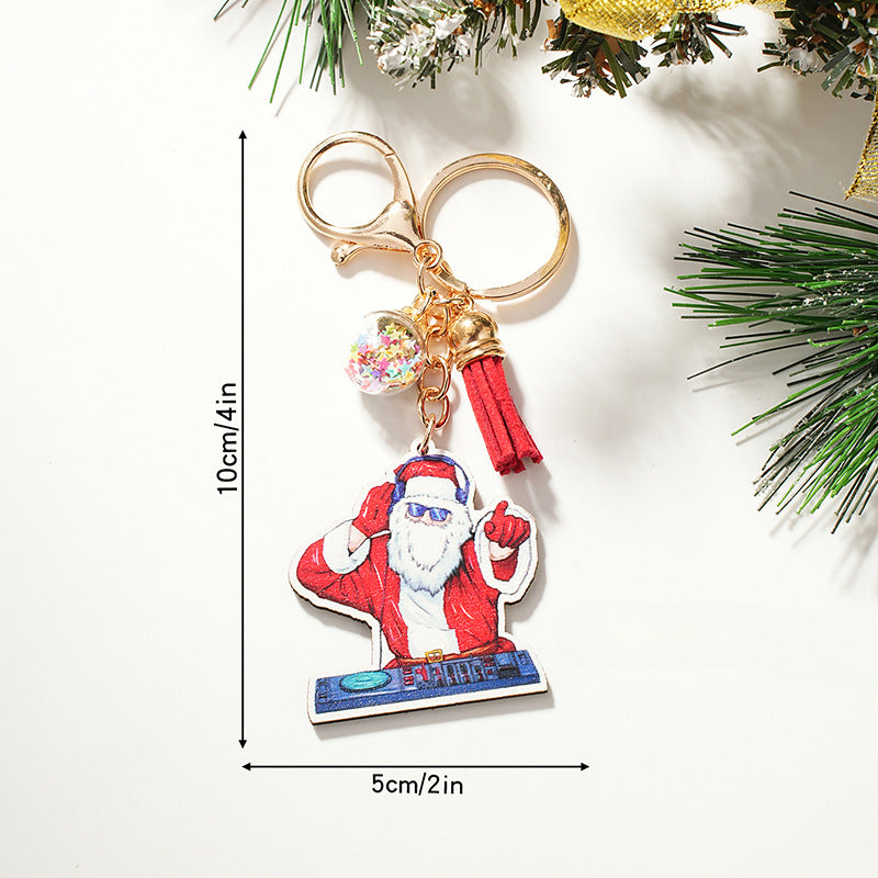 Wholesale Creative Santa Claus Christmas Gifts Wooden Cartoon Keychain